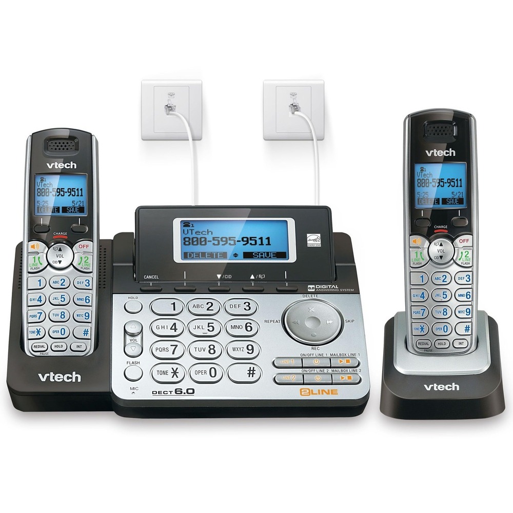 VTech DS6151-2 2-Line Cordless Phone DECT 6.0 Answering System 2 Handsets‎